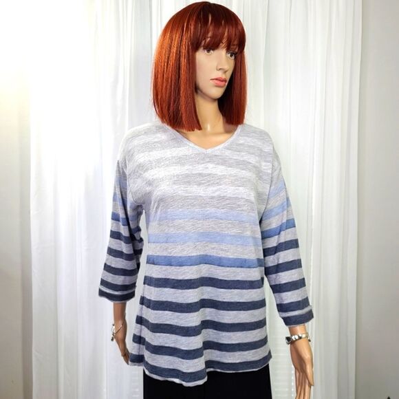 Chico's Weekends Comfy Stripe Top 4 - Picture 1 of 7